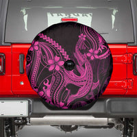 Pink Black Aloha Hawaii Spare Tire Cover Polynesian Shark Tattoo With Plumeria - Polynesian Pride