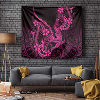 Pink Black Aloha Hawaii Tapestry Polynesian Shark Tattoo With Plumeria - Polynesian Pride