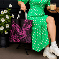 Pink Black Aloha Hawaii Tote Bag Polynesian Shark Tattoo With Plumeria - Polynesian Pride