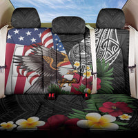 United States and American Samoa Back Car Seat Cover USA Flag Eagle With Seal Tropical Flowers