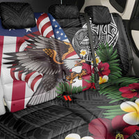 United States and American Samoa Back Car Seat Cover USA Flag Eagle With Seal Tropical Flowers