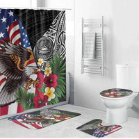 United States and American Samoa Bathroom Set USA Flag Eagle With Seal Tropical Flowers