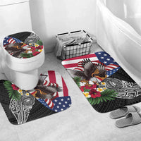 United States and American Samoa Bathroom Set USA Flag Eagle With Seal Tropical Flowers