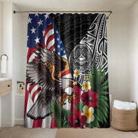 United States and American Samoa Bathroom Set USA Flag Eagle With Seal Tropical Flowers