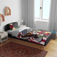 United States and American Samoa Bedding Set USA Flag Eagle With Seal Tropical Flowers