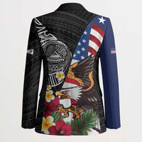 United States and American Samoa Blazer USA Flag Eagle With Seal Tropical Flowers