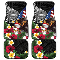 United States and American Samoa Car Mats USA Flag Eagle With Seal Tropical Flowers