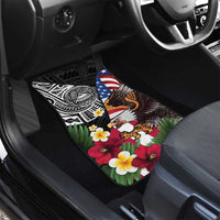 United States and American Samoa Car Mats USA Flag Eagle With Seal Tropical Flowers