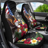 United States and American Samoa Car Seat Cover USA Flag Eagle With Seal Tropical Flowers
