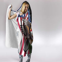 United States and American Samoa Hooded Blanket USA Flag Eagle With Seal Tropical Flowers