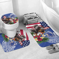 United States and Northern Mariana Islands Bathroom Set USA Flag Eagle CNMI Latte Stone Tropical Flowers
