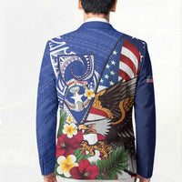 United States and Northern Mariana Islands Blazer USA Flag Eagle CNMI Latte Stone Tropical Flowers