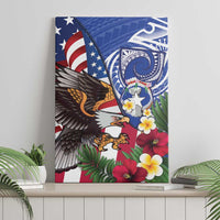 United States and Northern Mariana Islands Canvas Wall Art USA Flag Eagle CNMI Latte Stone Tropical Flowers