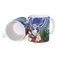 United States and Northern Mariana Islands Ceramic Mug USA Flag Eagle CNMI Latte Stone Tropical Flowers