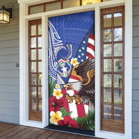 United States and Northern Mariana Islands Door Cover USA Flag Eagle CNMI Latte Stone Tropical Flowers