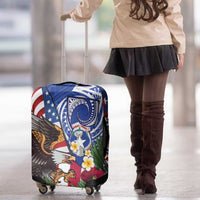 United States and Northern Mariana Islands Luggage Cover USA Flag Eagle CNMI Latte Stone Tropical Flowers