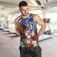 United States and Northern Mariana Islands Men Tank Top USA Flag Eagle CNMI Latte Stone Tropical Flowers
