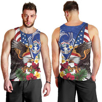 United States and Northern Mariana Islands Men Tank Top USA Flag Eagle CNMI Latte Stone Tropical Flowers