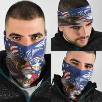 United States and Northern Mariana Islands Neck Gaiter USA Flag Eagle CNMI Latte Stone Tropical Flowers