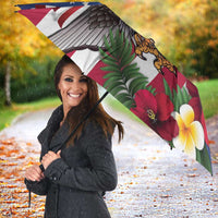 United States and Northern Mariana Islands Umbrella USA Flag Eagle CNMI Latte Stone Tropical Flowers