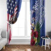 United States and Northern Mariana Islands Window Curtain USA Flag Eagle CNMI Latte Stone Tropical Flowers