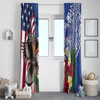 United States and Northern Mariana Islands Window Curtain USA Flag Eagle CNMI Latte Stone Tropical Flowers