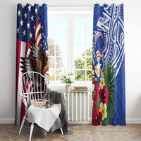 United States and Northern Mariana Islands Window Curtain USA Flag Eagle CNMI Latte Stone Tropical Flowers