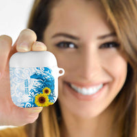 New Zealand Autism Awareness Month AirPods Case Takiwatanga Maori Lizard With Sunflower - Polynesian Pride