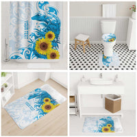 New Zealand Autism Awareness Month Bathroom Set Takiwatanga Maori Lizard With Sunflower - Polynesian Pride
