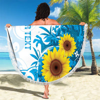 New Zealand Autism Awareness Month Beach Blanket Takiwatanga Maori Lizard With Sunflower