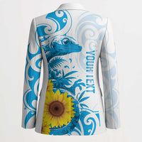 New Zealand Autism Awareness Month Blazer Takiwatanga Maori Lizard With Sunflower - Polynesian Pride