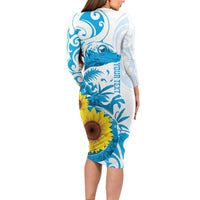 New Zealand Autism Awareness Month Family Matching Long Sleeve Bodycon Dress and Hawaiian Shirt Takiwatanga Maori Lizard With Sunflower