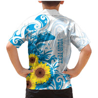 New Zealand Autism Awareness Month Family Matching Mermaid Dress and Hawaiian Shirt Takiwatanga Maori Lizard With Sunflower