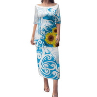 New Zealand Autism Awareness Month Family Matching Puletasi and Hawaiian Shirt Takiwatanga Maori Lizard With Sunflower