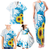 New Zealand Autism Awareness Month Family Matching Tank Maxi Dress and Hawaiian Shirt Takiwatanga Maori Lizard With Sunflower