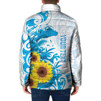 New Zealand Autism Awareness Month Padded Jacket Takiwatanga Maori Lizard With Sunflower - Polynesian Pride