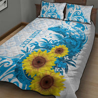 New Zealand Autism Awareness Month Quilt Bed Set Takiwatanga Maori Lizard With Sunflower