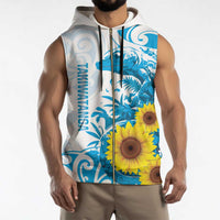 New Zealand Autism Awareness Month Sleeveless Zip Hoodie Takiwatanga Maori Lizard With Sunflower - Polynesian Pride