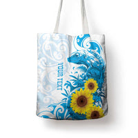 New Zealand Autism Awareness Month Tote Bag Takiwatanga Maori Lizard With Sunflower - Polynesian Pride