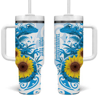 New Zealand Autism Awareness Month Tumbler With Handle Takiwatanga Maori Lizard With Sunflower