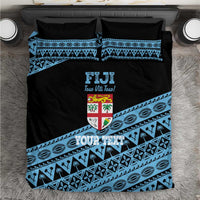 Fiji Rugby 2025 Custom Bedding Set Fijian Tapa Toso Viti Toso - Black