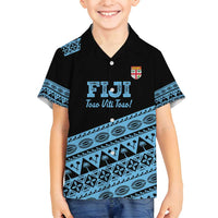 Fiji Rugby 2025 Custom Family Matching Long Sleeve Bodycon Dress and Hawaiian Shirt Fijian Tapa Toso Viti Toso - Black
