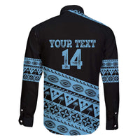 Fiji Rugby 2025 Custom Family Matching Off The Shoulder Long Sleeve Dress and Hawaiian Shirt Fijian Tapa Toso Viti Toso - Black