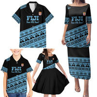 Fiji Rugby 2025 Custom Family Matching Puletasi and Hawaiian Shirt Fijian Tapa Toso Viti Toso - Black
