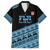 Fiji Rugby 2025 Custom Hawaiian Shirt Fijian Tapa Toso Viti Toso - Black