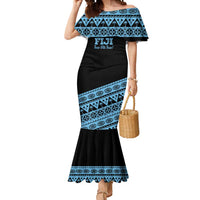 Fiji Rugby 2025 Custom Mermaid Dress Fijian Tapa Toso Viti Toso - Black