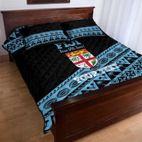 Fiji Rugby 2025 Custom Quilt Bed Set Fijian Tapa Toso Viti Toso - Black