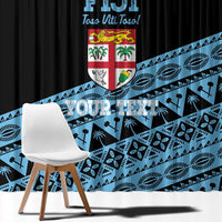 Fiji Rugby 2025 Custom Window Curtain Fijian Tapa Toso Viti Toso - Black