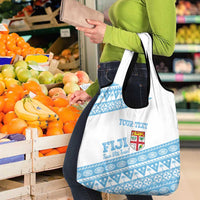 Fiji Rugby 2025 Custom Grocery Bag Fijian Tapa Toso Viti Toso - White