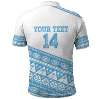 Fiji Rugby 2025 Custom Polo Shirt Fijian Tapa Toso Viti Toso - White